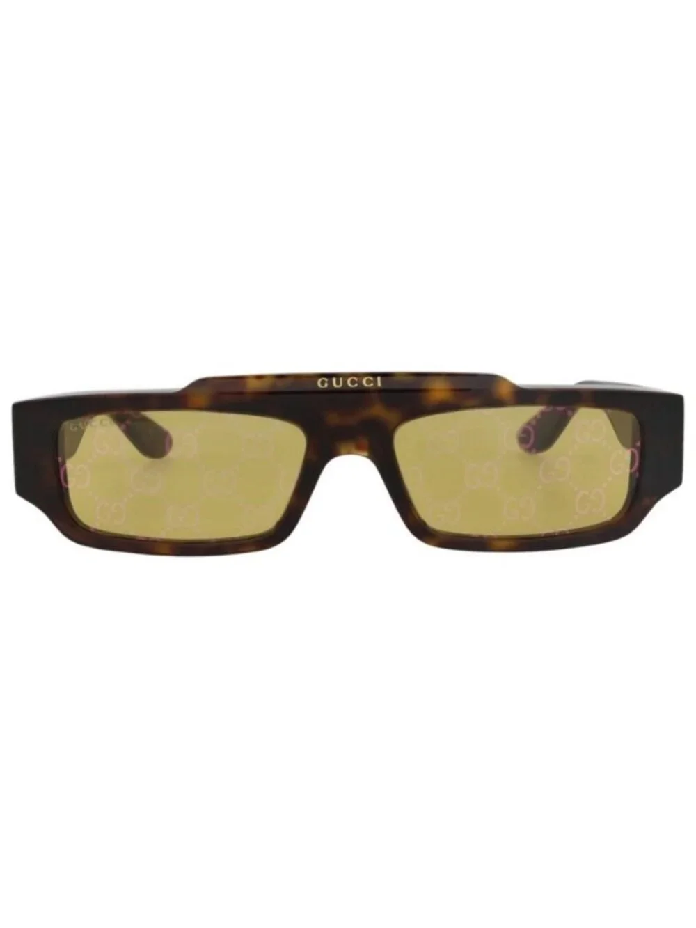 New Gucci Mens Square/Rectangle Havana Havana Yellow Fashion Designer Sunglasses